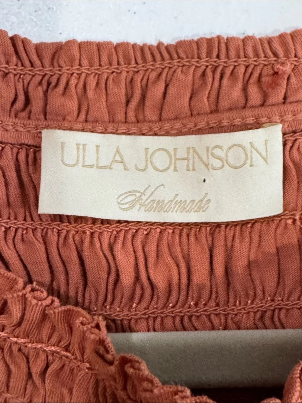Ulla Johnson Amelia Smocked Puff Sleeve Ruffle Blouse Size 8